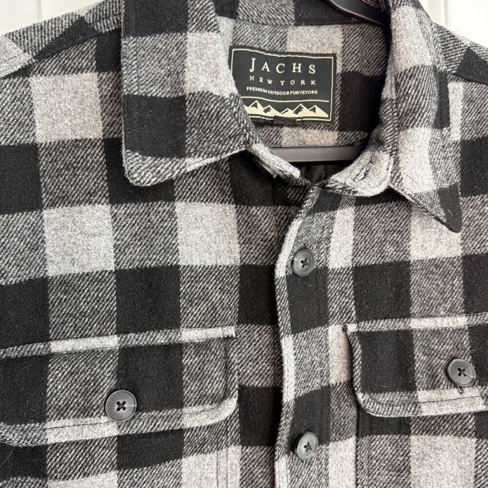 JACHS New York Mens Rugged Plaid Wool Blend Quilted Shirt Jacket M